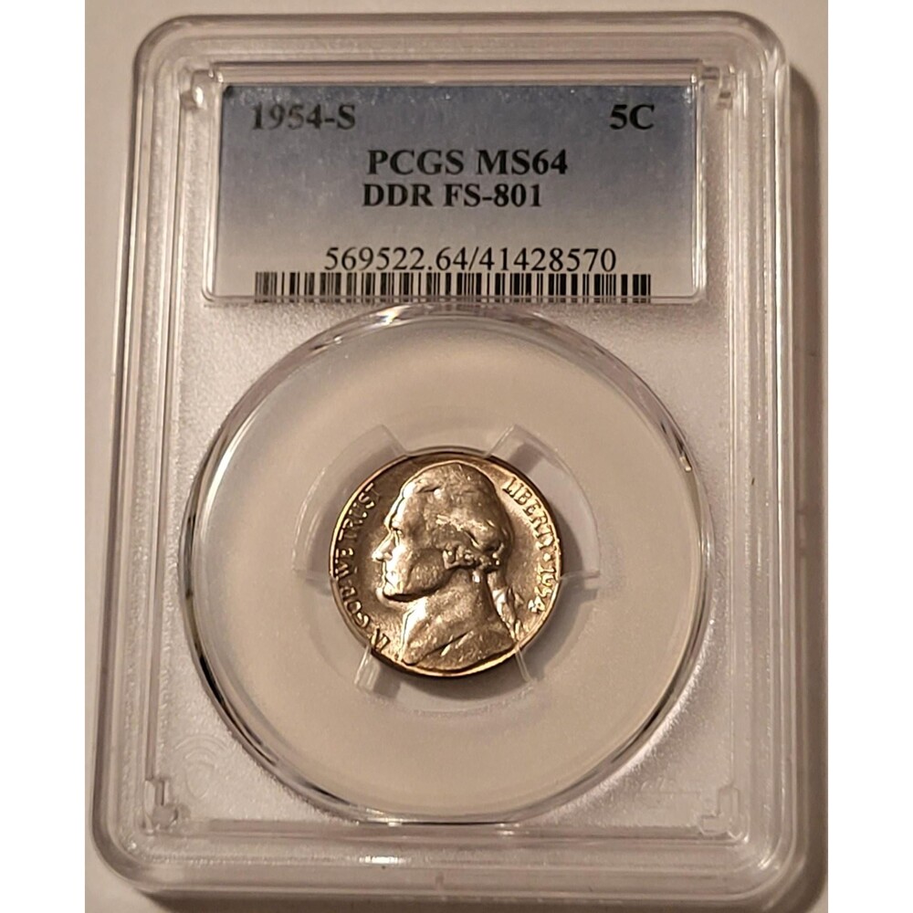 1954 S Jefferson Nickel DDR FS-801 MS64 PCGS